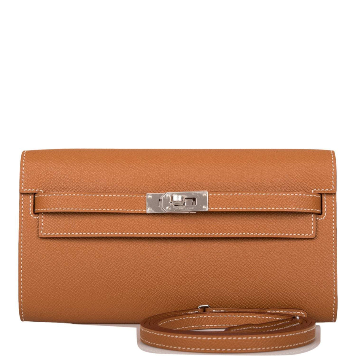 Hermes Gold Epsom Kelly Wallet To Go Palladium Hardware BagAg