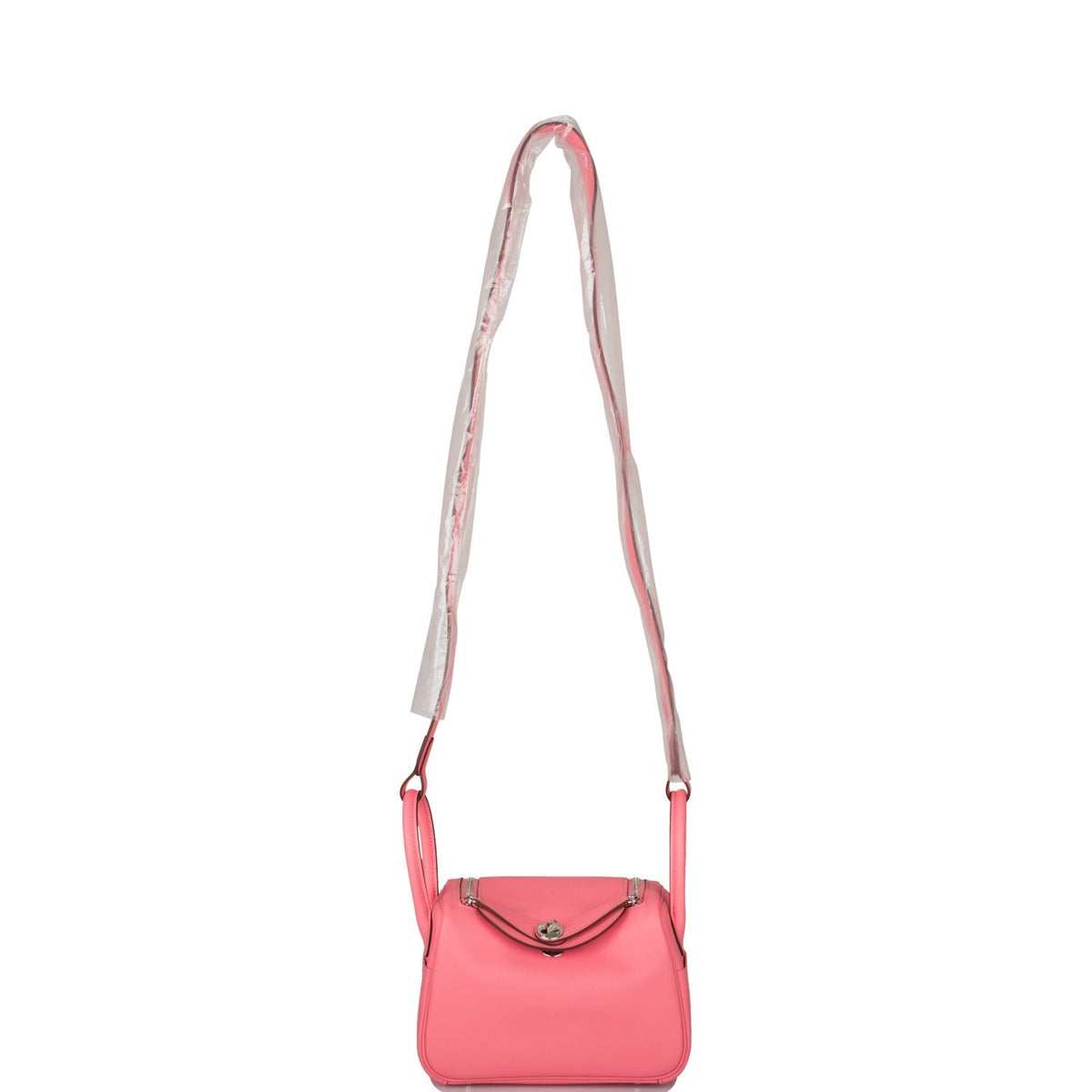 Hermes Rose D'Ete Swift Mini Lindy Palladium Hardware Crowned Bag