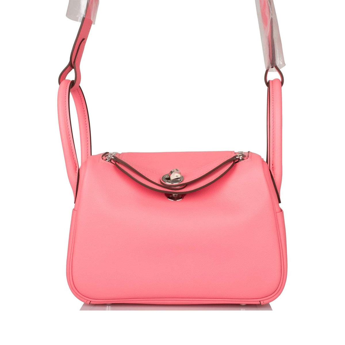 Hermes Rose D'Ete Swift Mini Lindy Palladium Hardware Crowned Bag
