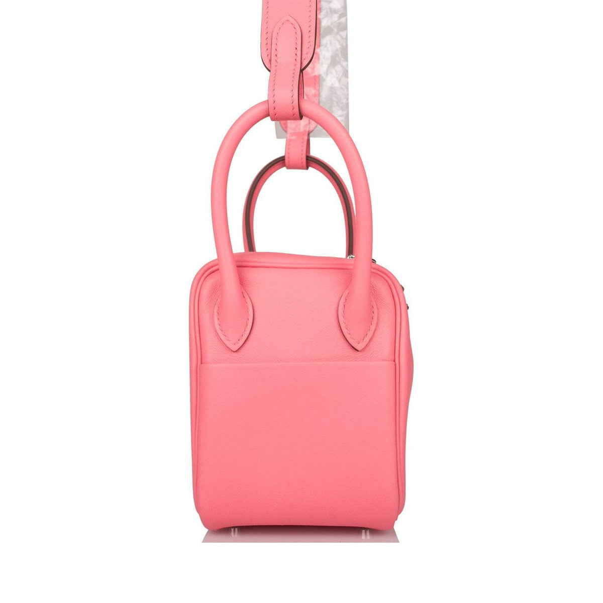 Hermes Rose D'Ete Swift Mini Lindy Palladium Hardware Crowned Bag