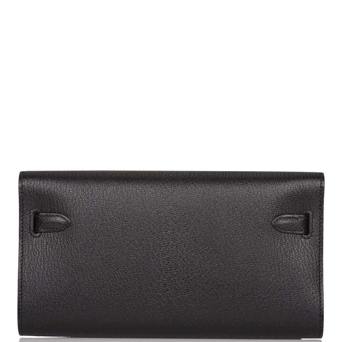 Hermes Black Chevre Kelly Wallet To Go Palladium Hardware BagAg