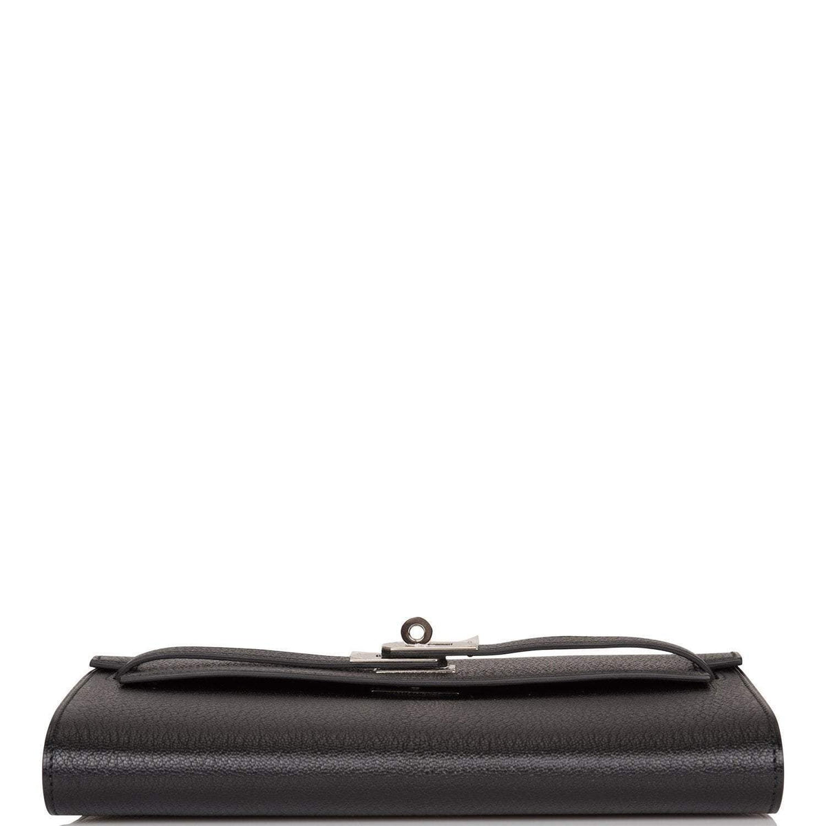 Hermes Black Chevre Kelly Wallet To Go Palladium Hardware BagAg