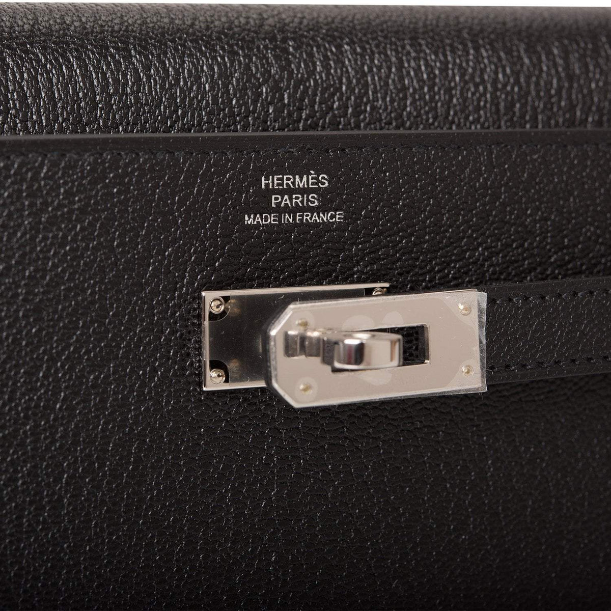 Hermes Black Chevre Kelly Wallet To Go Palladium Hardware BagAg