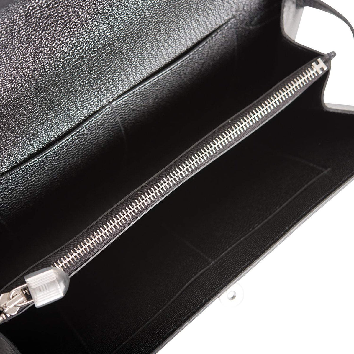 Hermes Black Chevre Kelly Wallet To Go Palladium Hardware BagAg