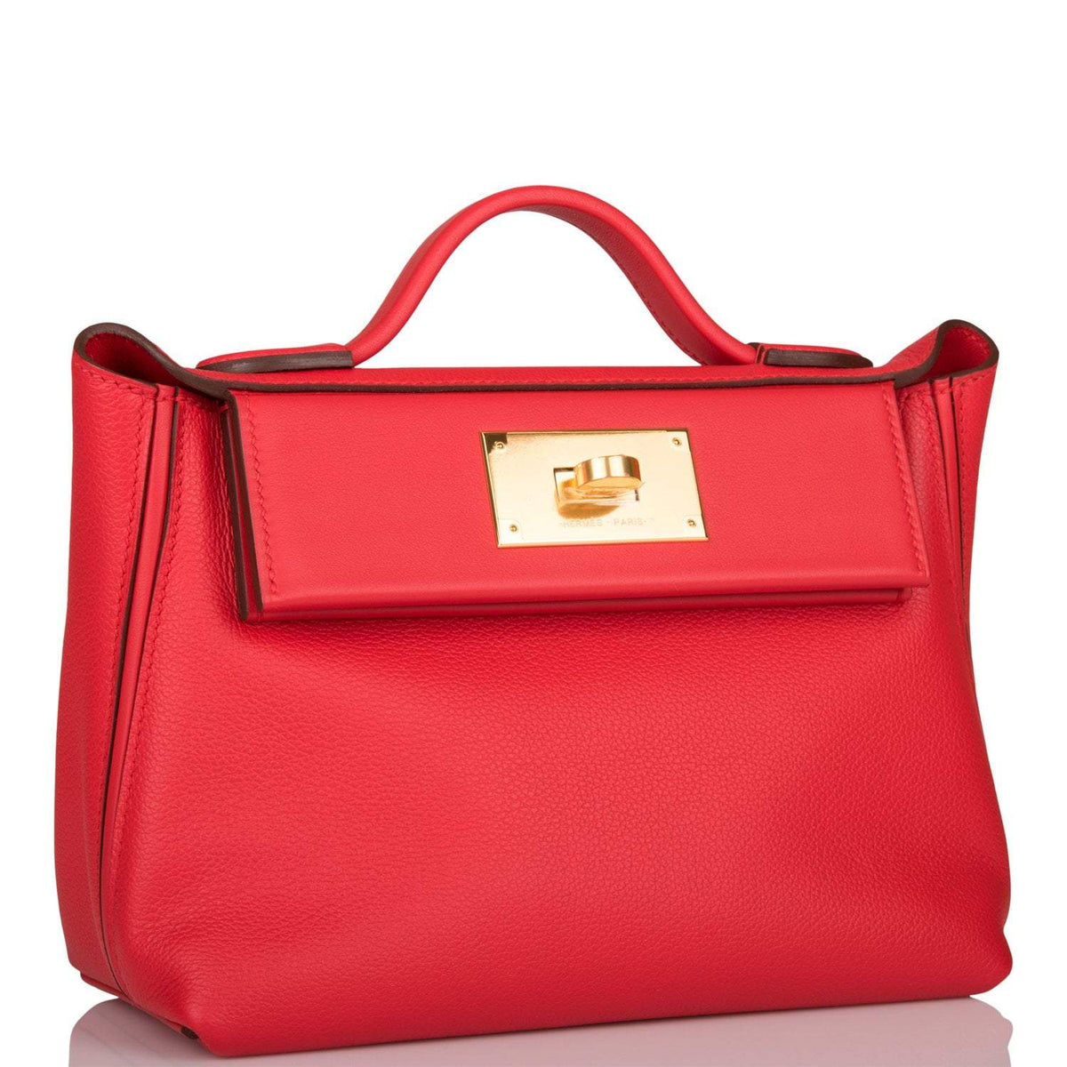 Hermes Rouge de Coeur Evercolor and Swift Mini 24/24 Bag Gold Hardware Crowned Bag