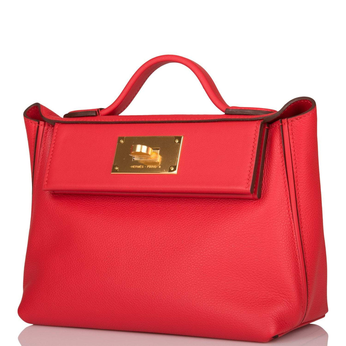 Hermes Rouge de Coeur Evercolor and Swift Mini 24/24 Bag Gold Hardware Crowned Bag