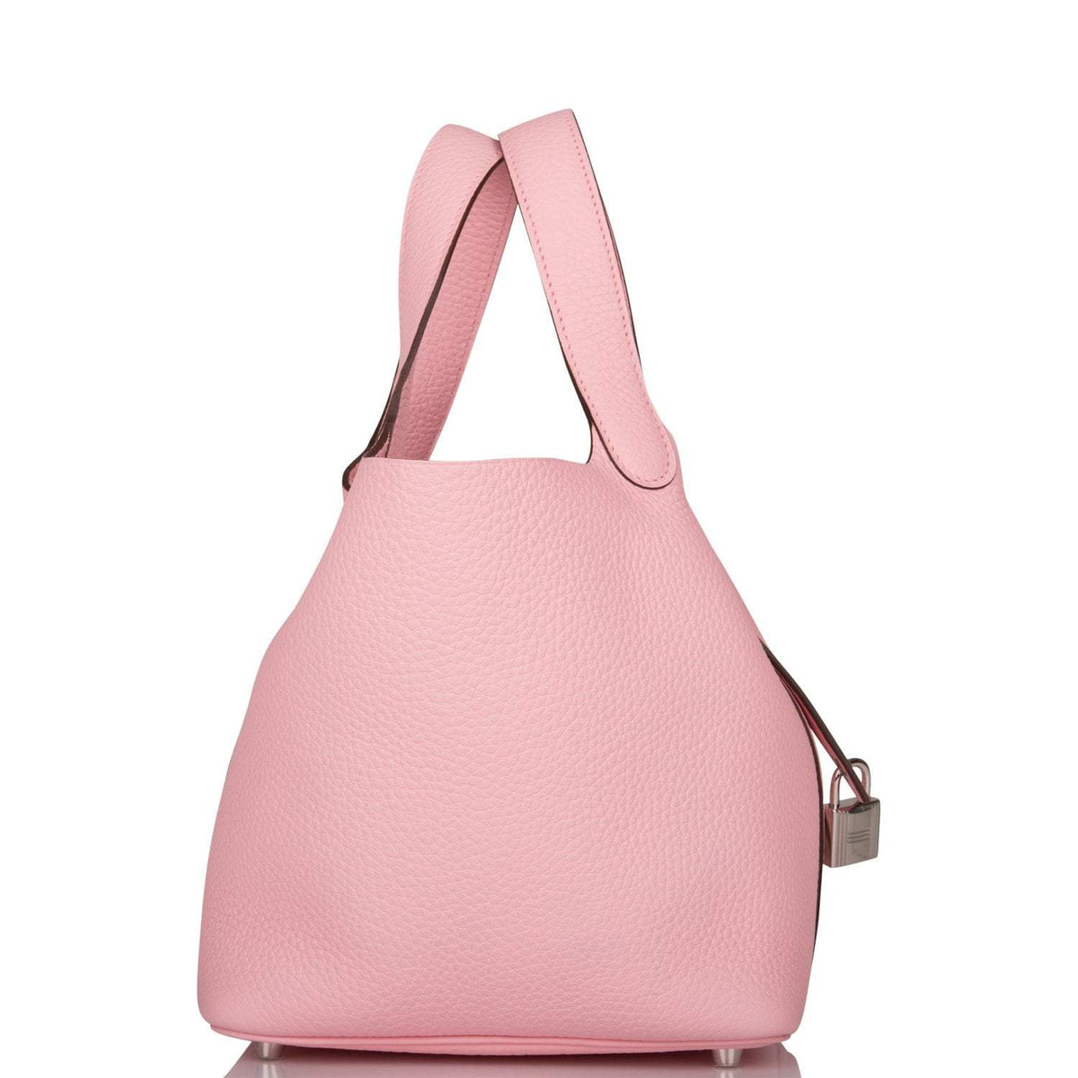 Hermes Rose Sakura Clemence Picotin Lock 18cm Palladium Hardware BagAg