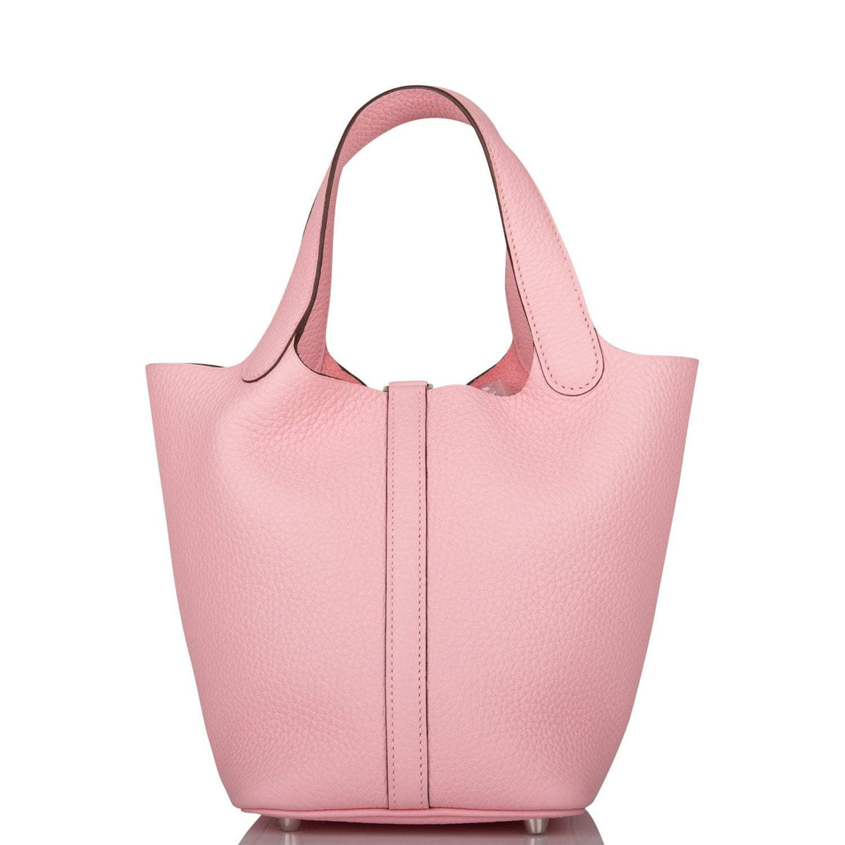 Hermes Rose Sakura Clemence Picotin Lock 18cm Palladium Hardware BagAg