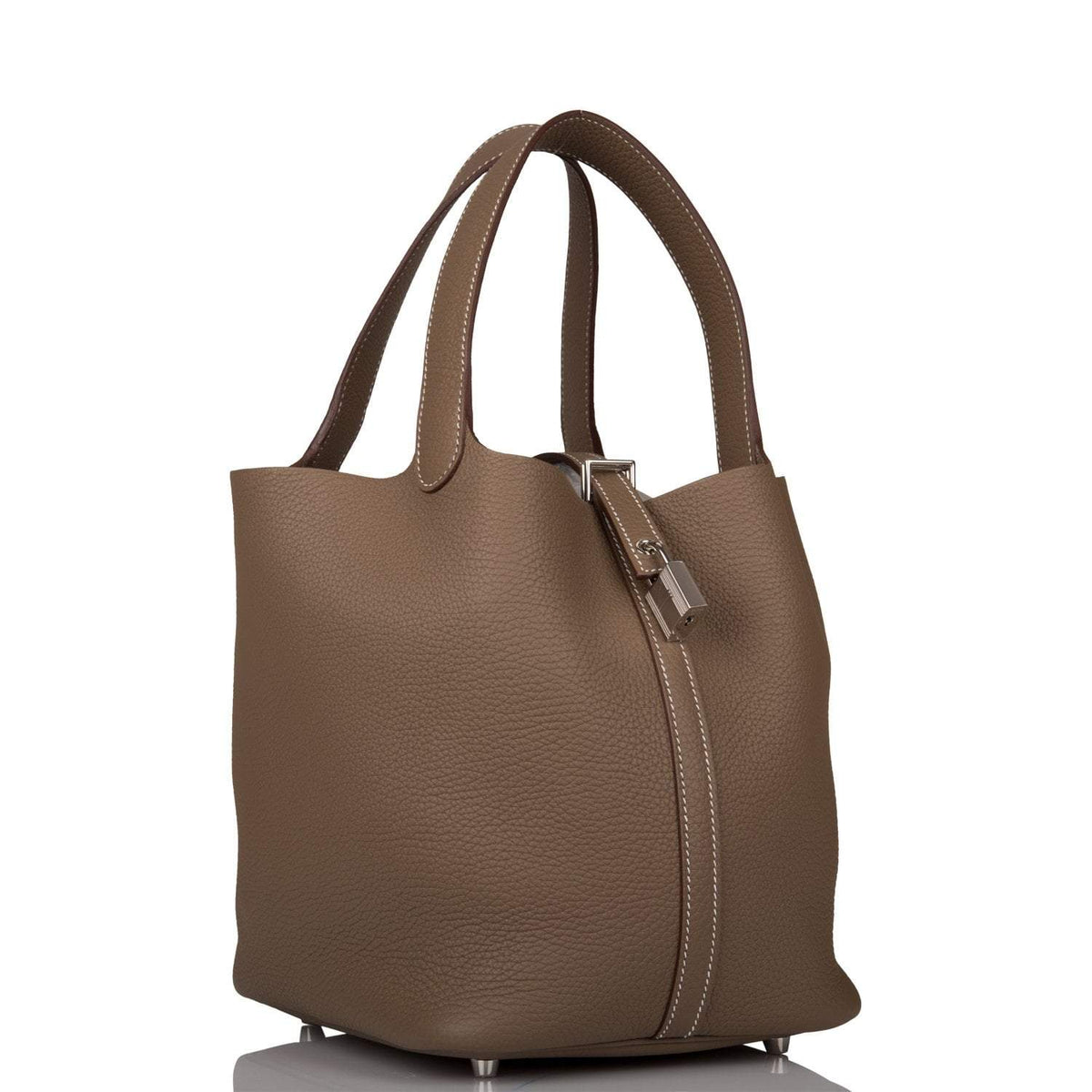 Hermes Etoupe Clemence Picotin Lock 22cm Palladium Hardware BagAg