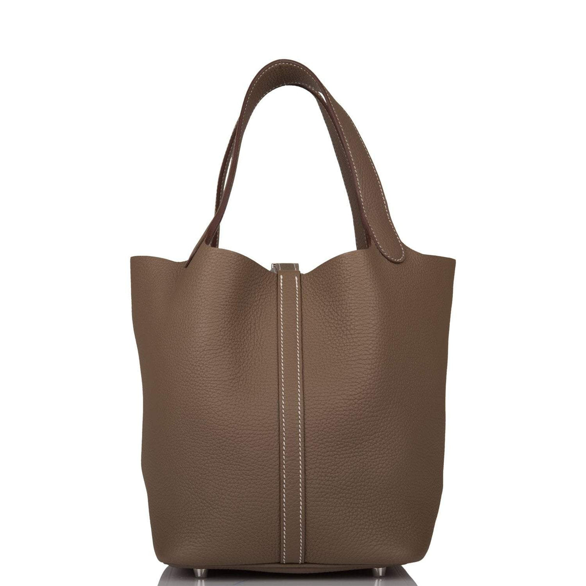 Hermes Etoupe Clemence Picotin Lock 22cm Palladium Hardware BagAg