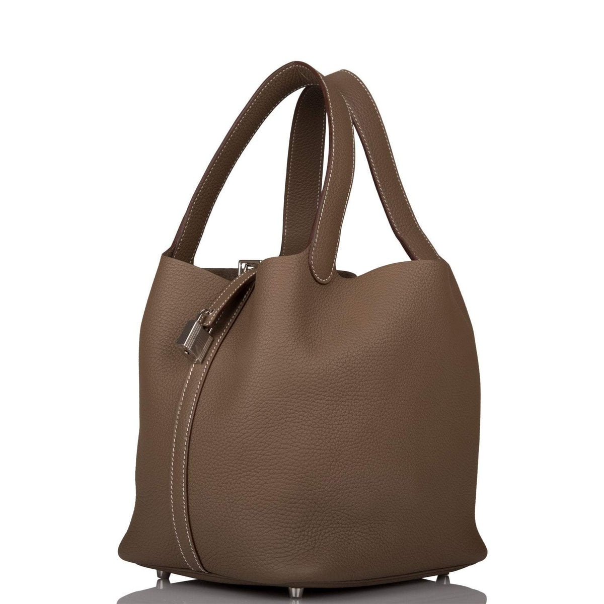 Hermes Etoupe Clemence Picotin Lock 22cm Palladium Hardware BagAg