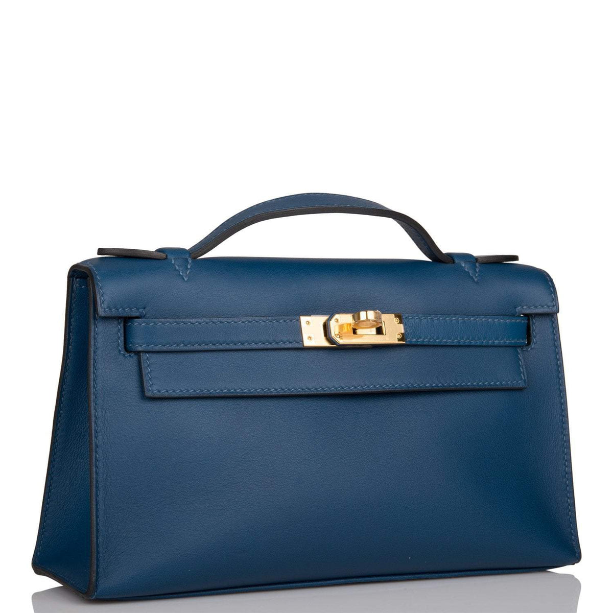 Hermes Deep Blue Swift Mini Kelly Pochette Gold Hardware BagAg