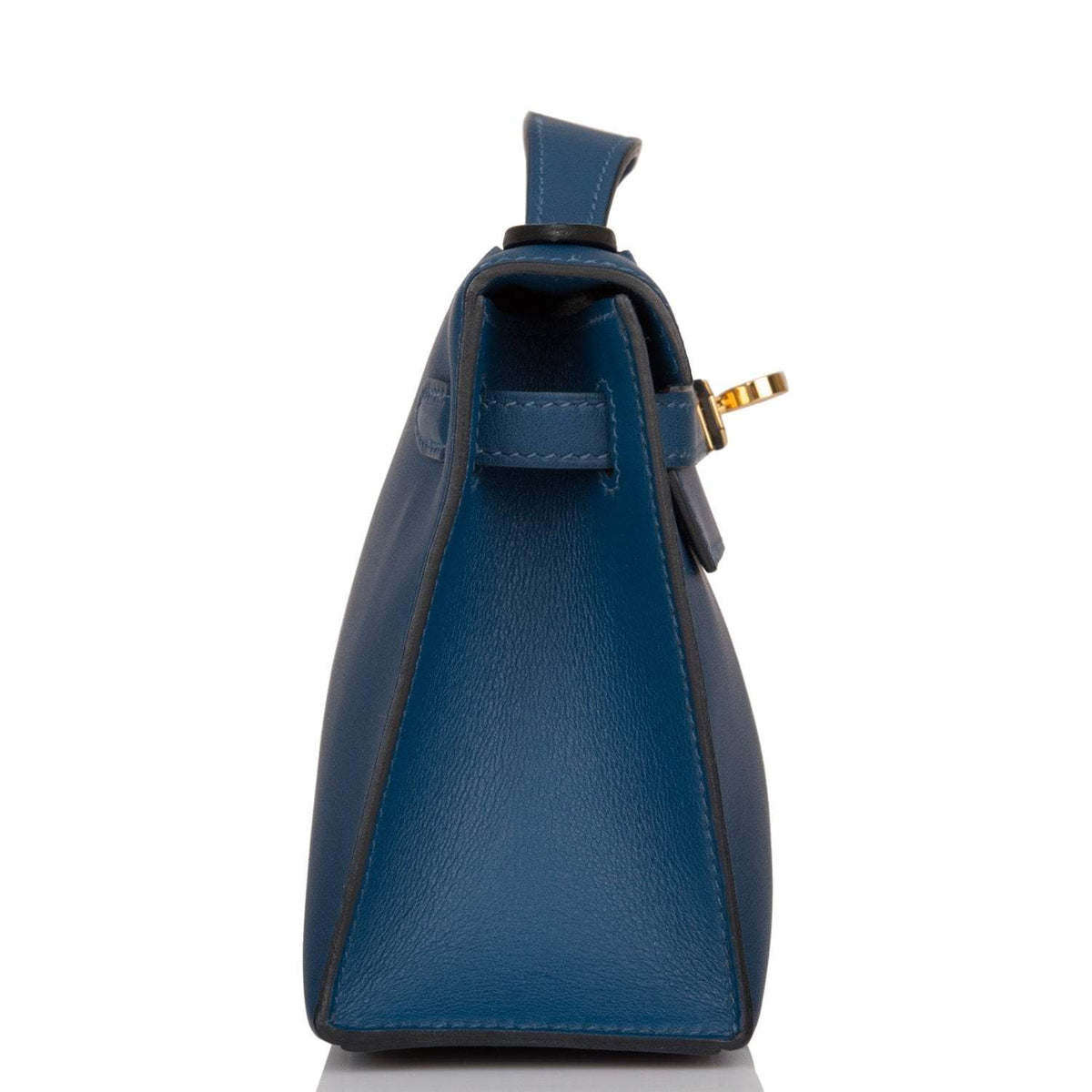 Hermes Deep Blue Swift Mini Kelly Pochette Gold Hardware BagAg