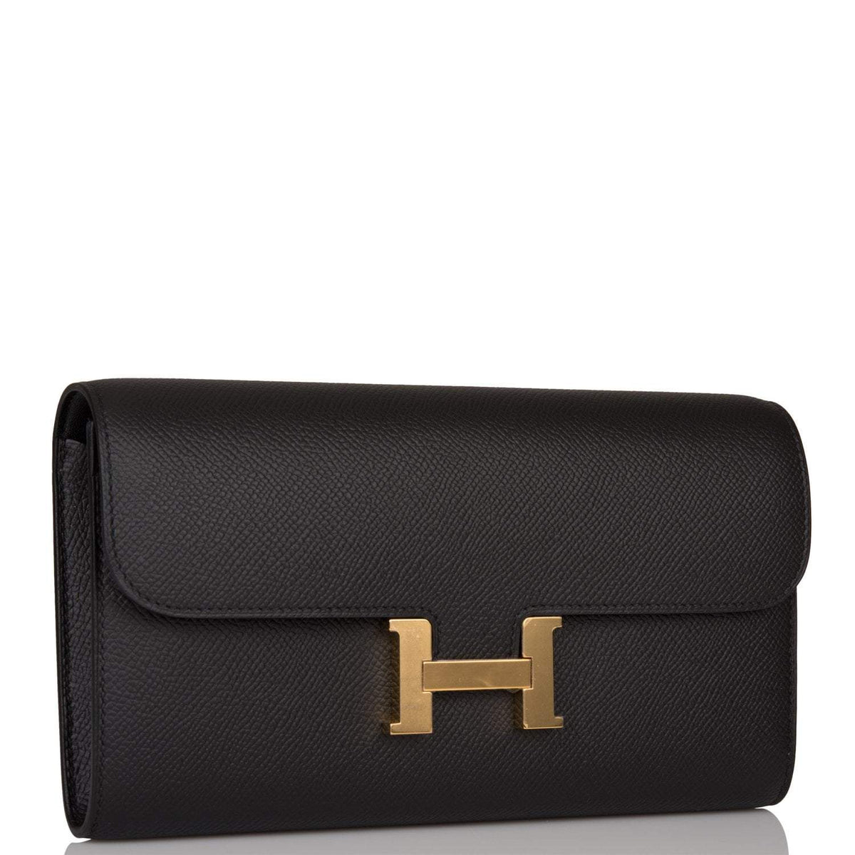 Hermes Black Epsom Constance Wallet To Go Gold Hardware BagAg