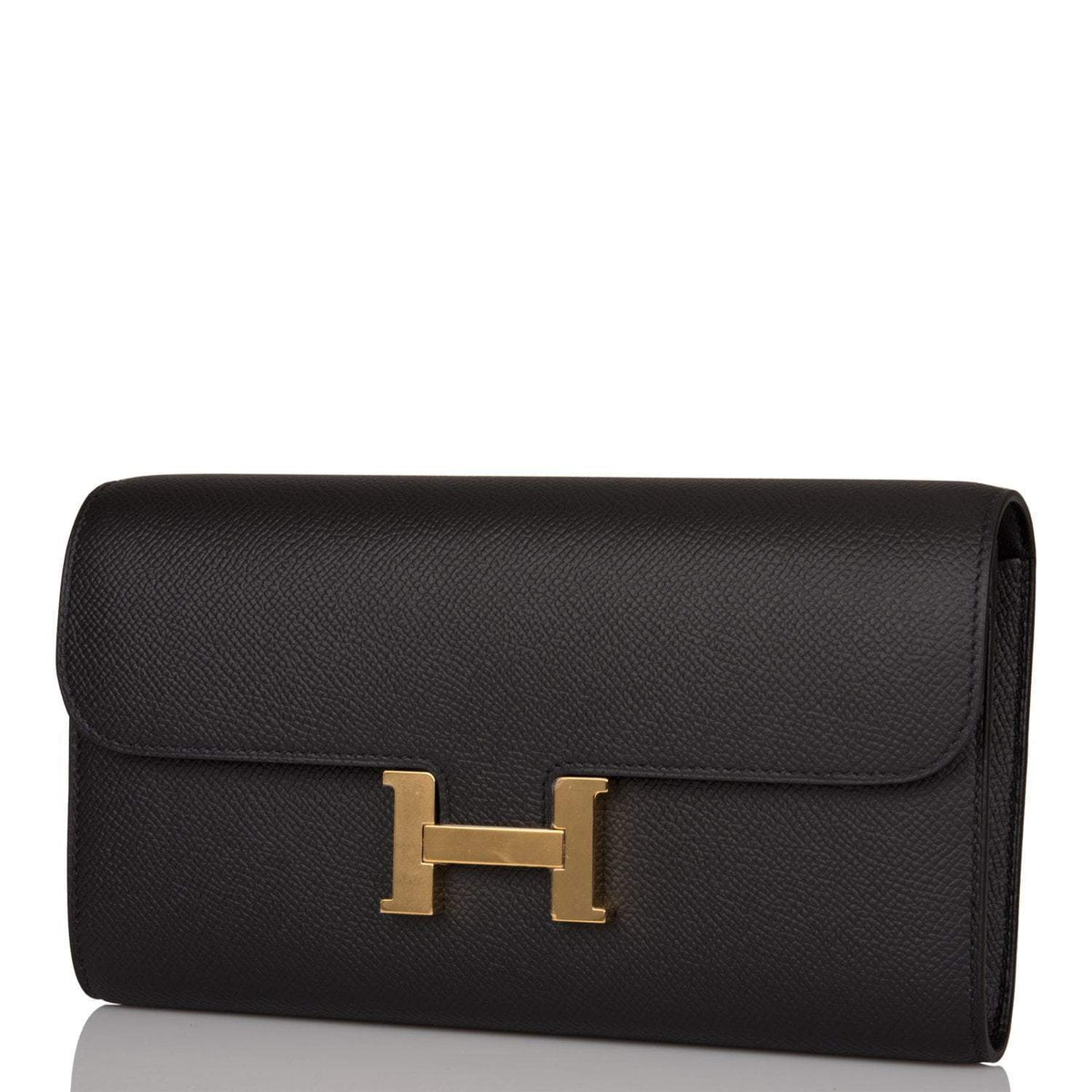 Hermes Black Epsom Constance Wallet To Go Gold Hardware BagAg