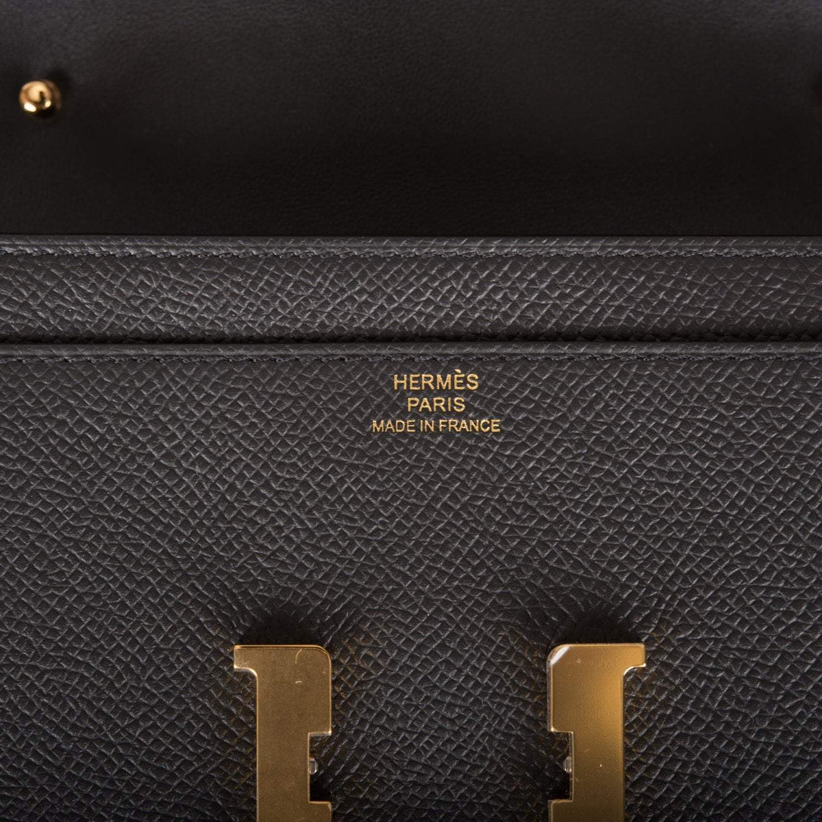 Hermes Black Epsom Constance Wallet To Go Gold Hardware BagAg