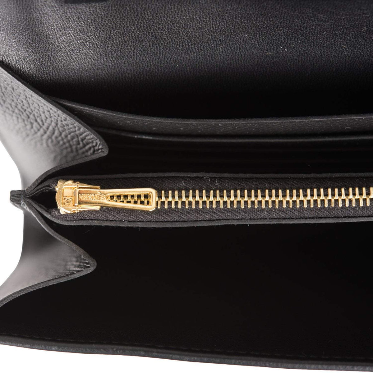 Hermes Black Epsom Constance Wallet To Go Gold Hardware BagAg