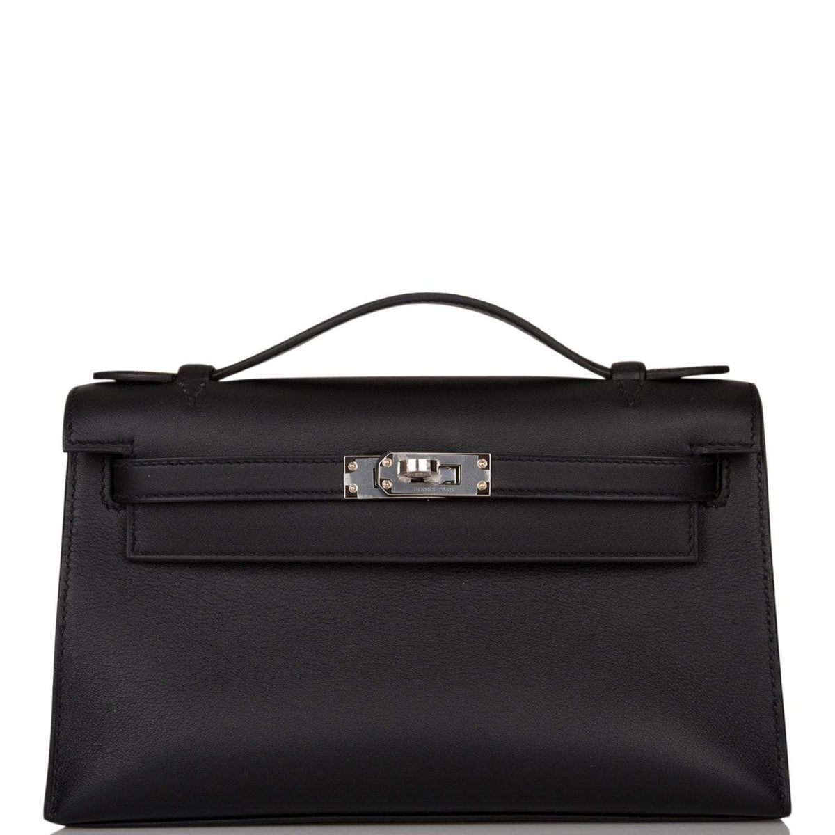 Hermes Black Swift Mini Kelly Pochette Palladium Hardware BagAg