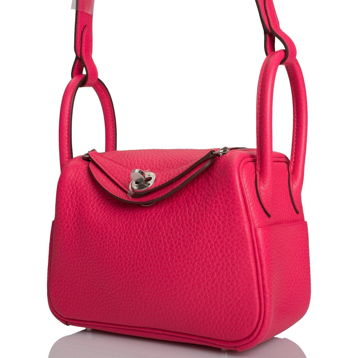 Hermes Rose Extreme Clemence Mini Lindy Palladium Hardware Hermes