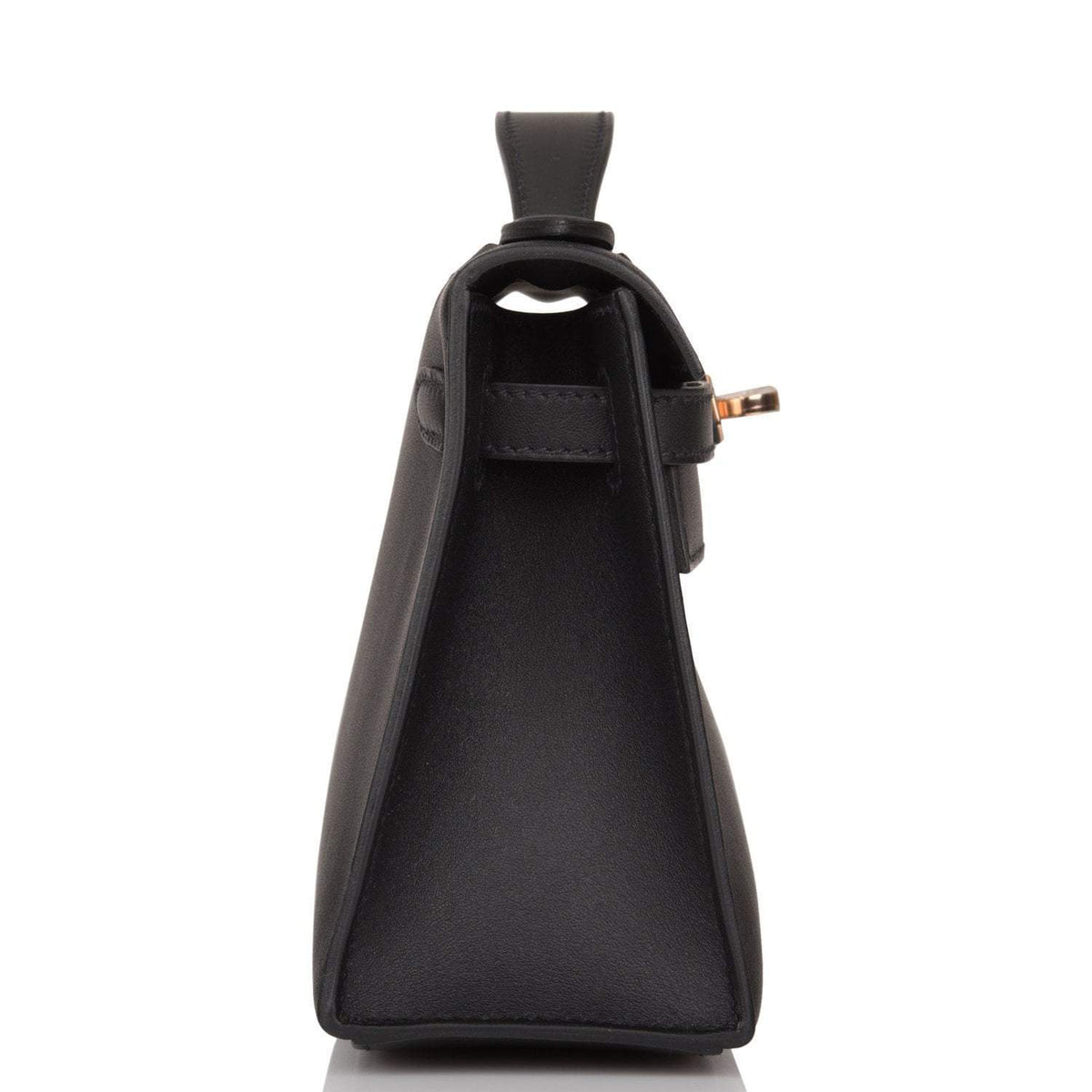Hermes Black Swift Mini Kelly Pochette Rose Gold Hardware Hermes