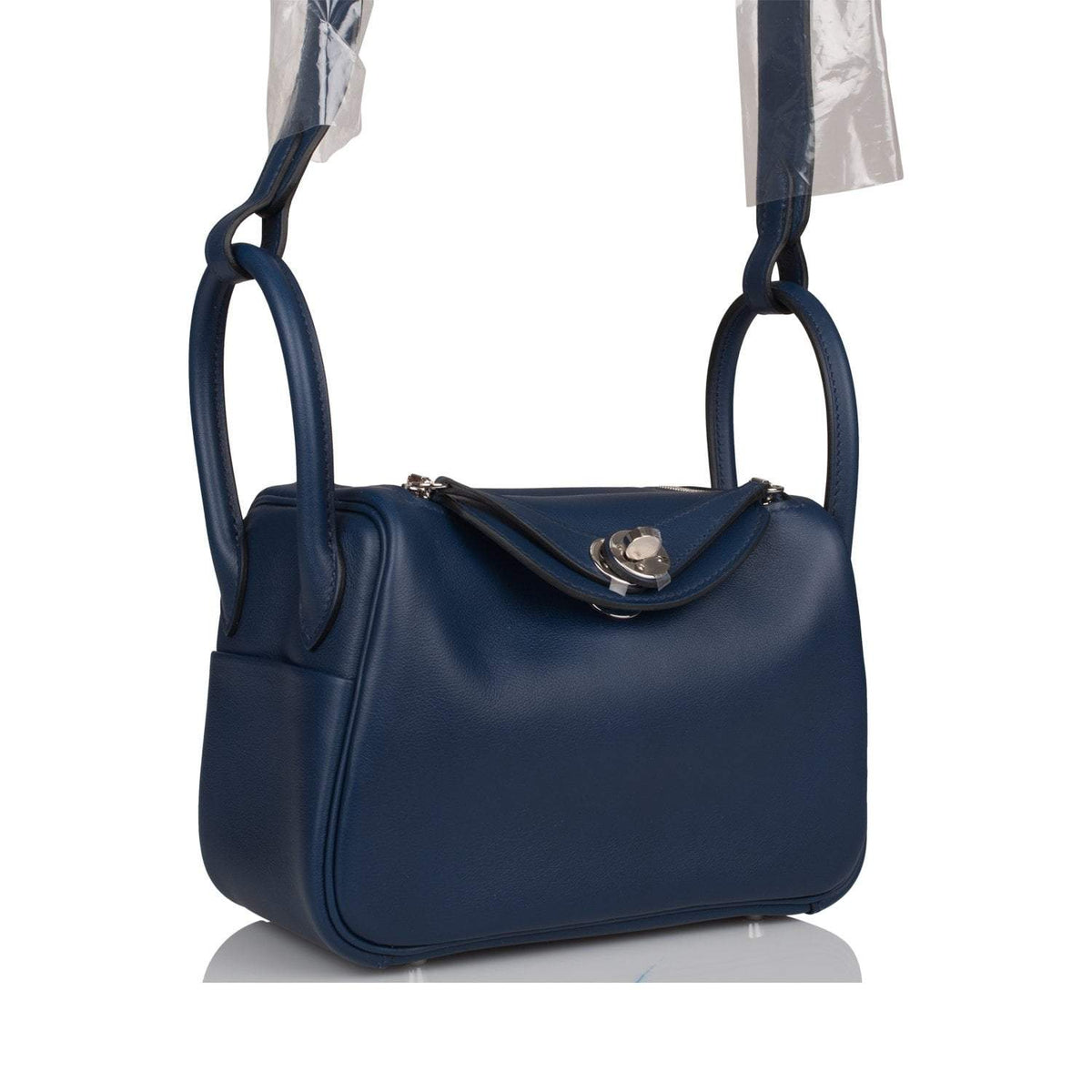 Hermes Bleu Navy Verso Swift Mini Lindy Palladium Hardware BagAg