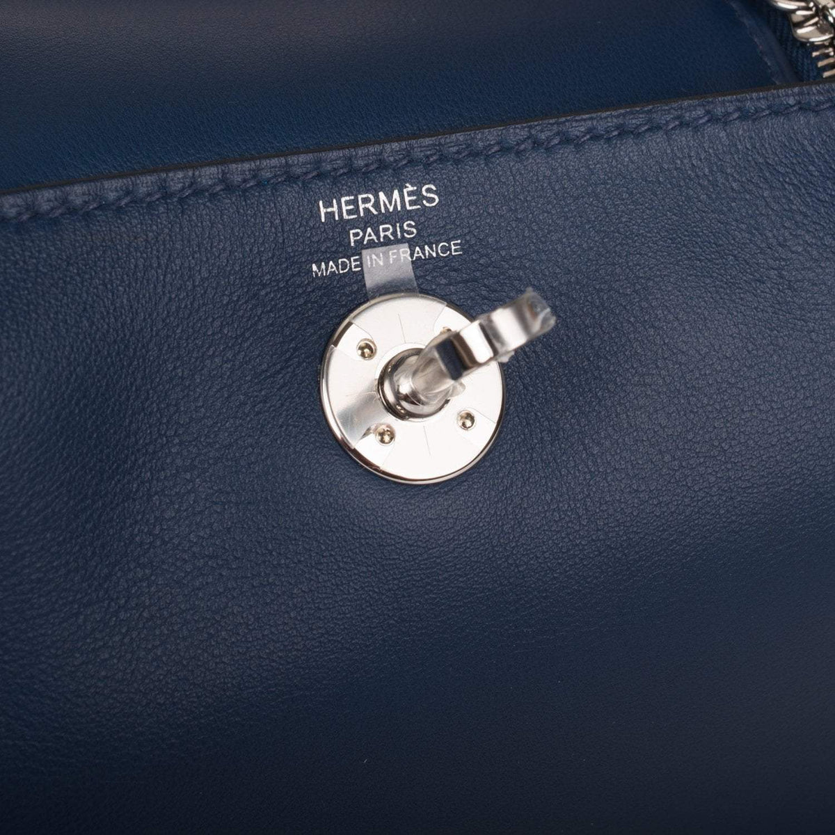 Hermes Bleu Navy Verso Swift Mini Lindy Palladium Hardware BagAg