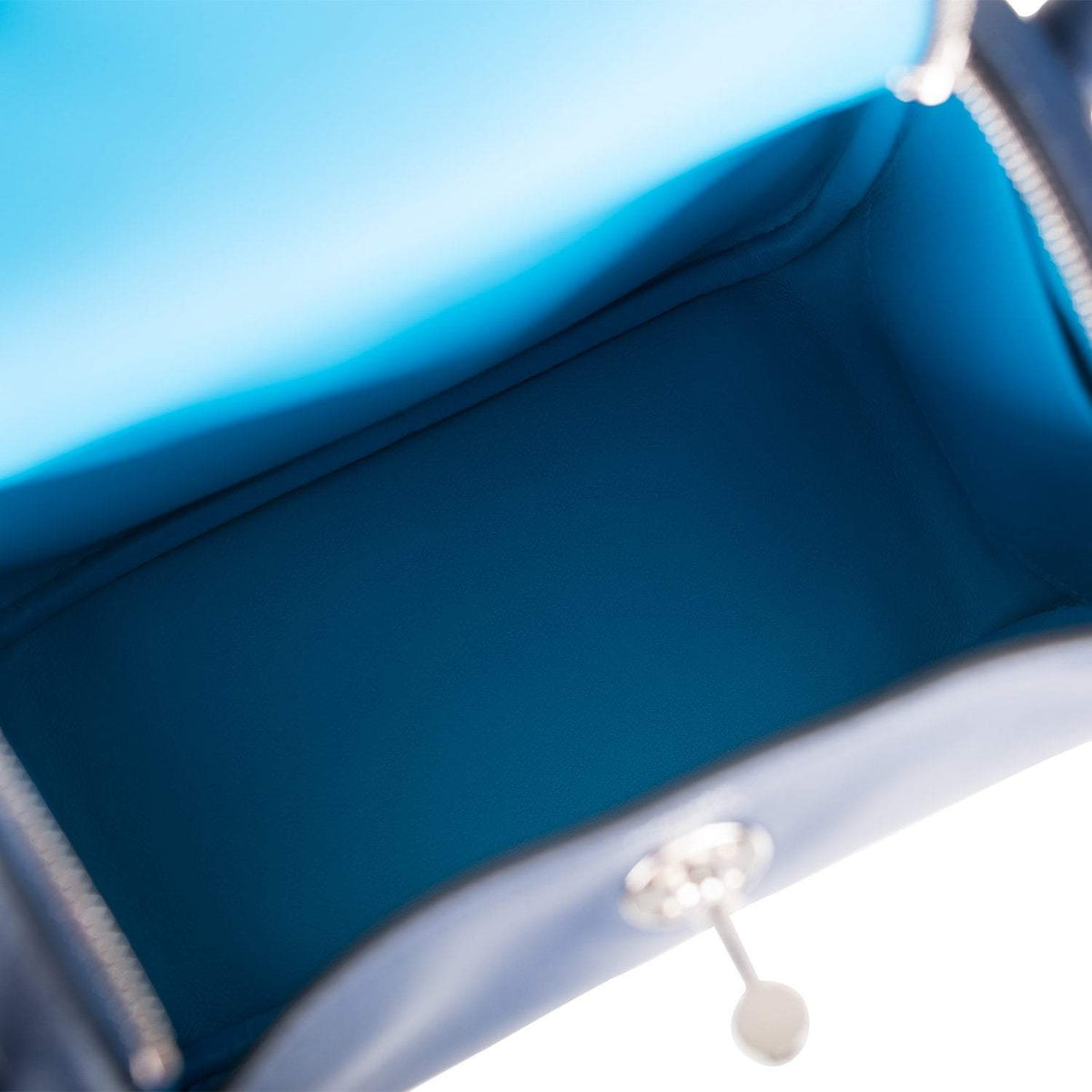 Hermes Bleu Navy Verso Swift Mini Lindy Palladium Hardware BagAg