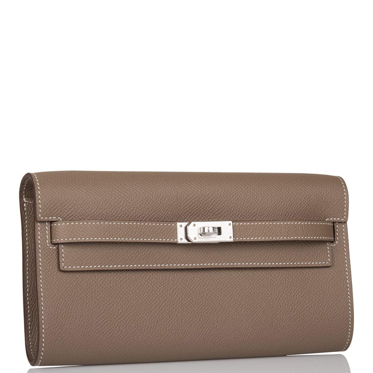 Hermes Etoupe Epsom Kelly Wallet To Go Palladium Hardware Hermes