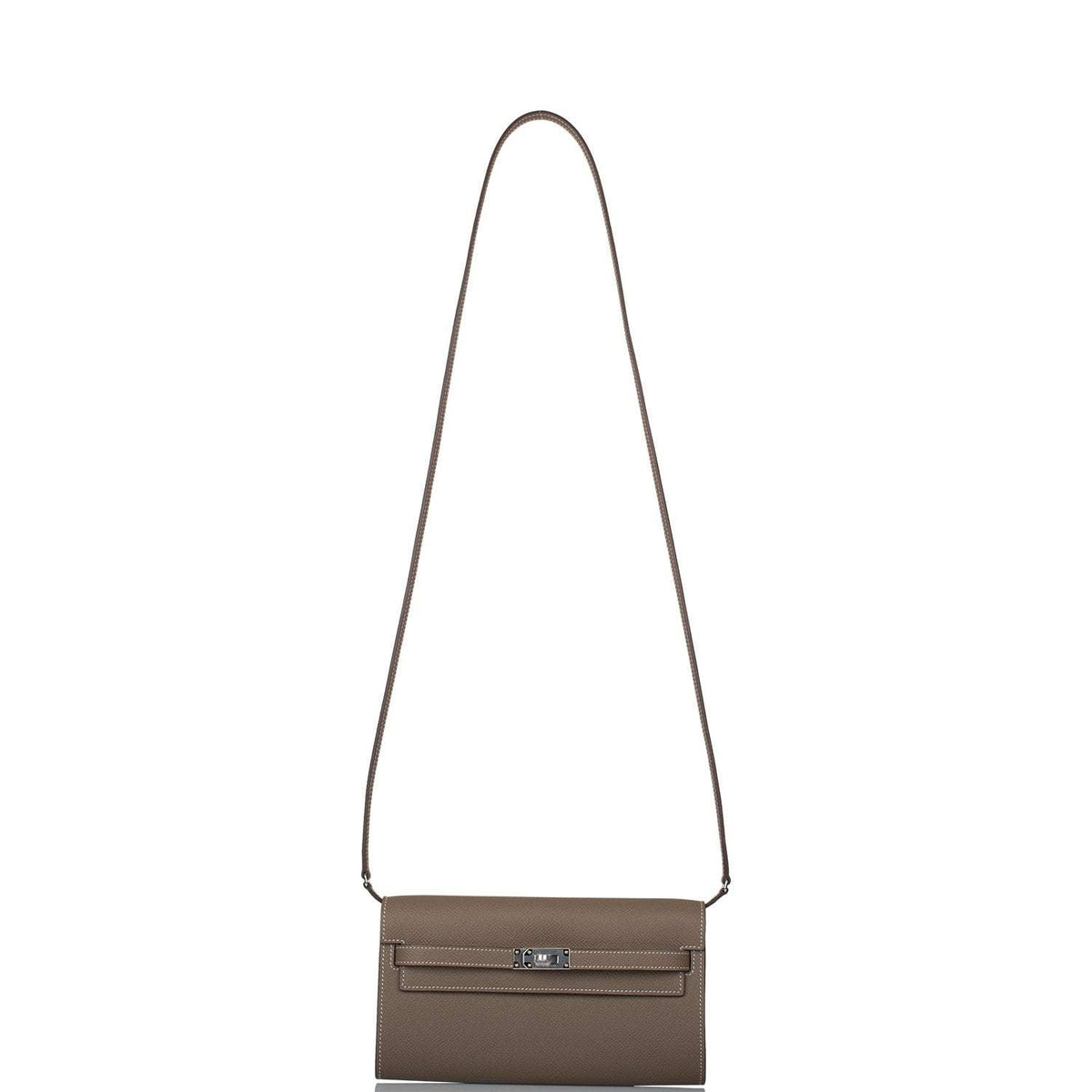 Hermes Etoupe Epsom Kelly Wallet To Go Palladium Hardware Hermes