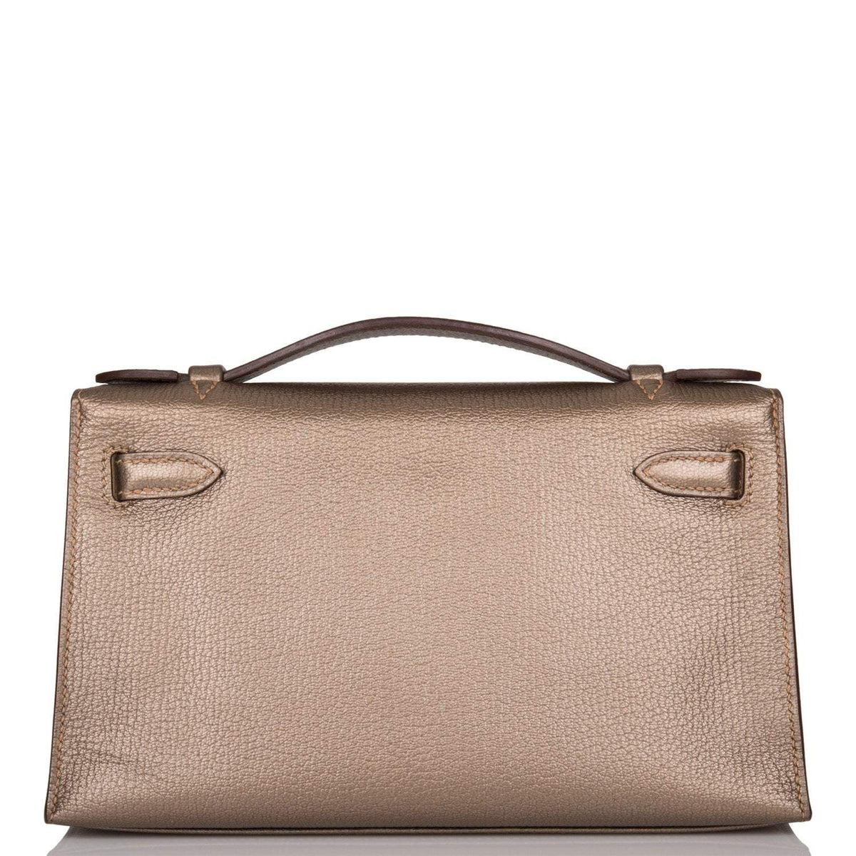 Vintage Hermes Kelly Pochette Bronze Chèvre Ruthenium Hardware Woman BagAg