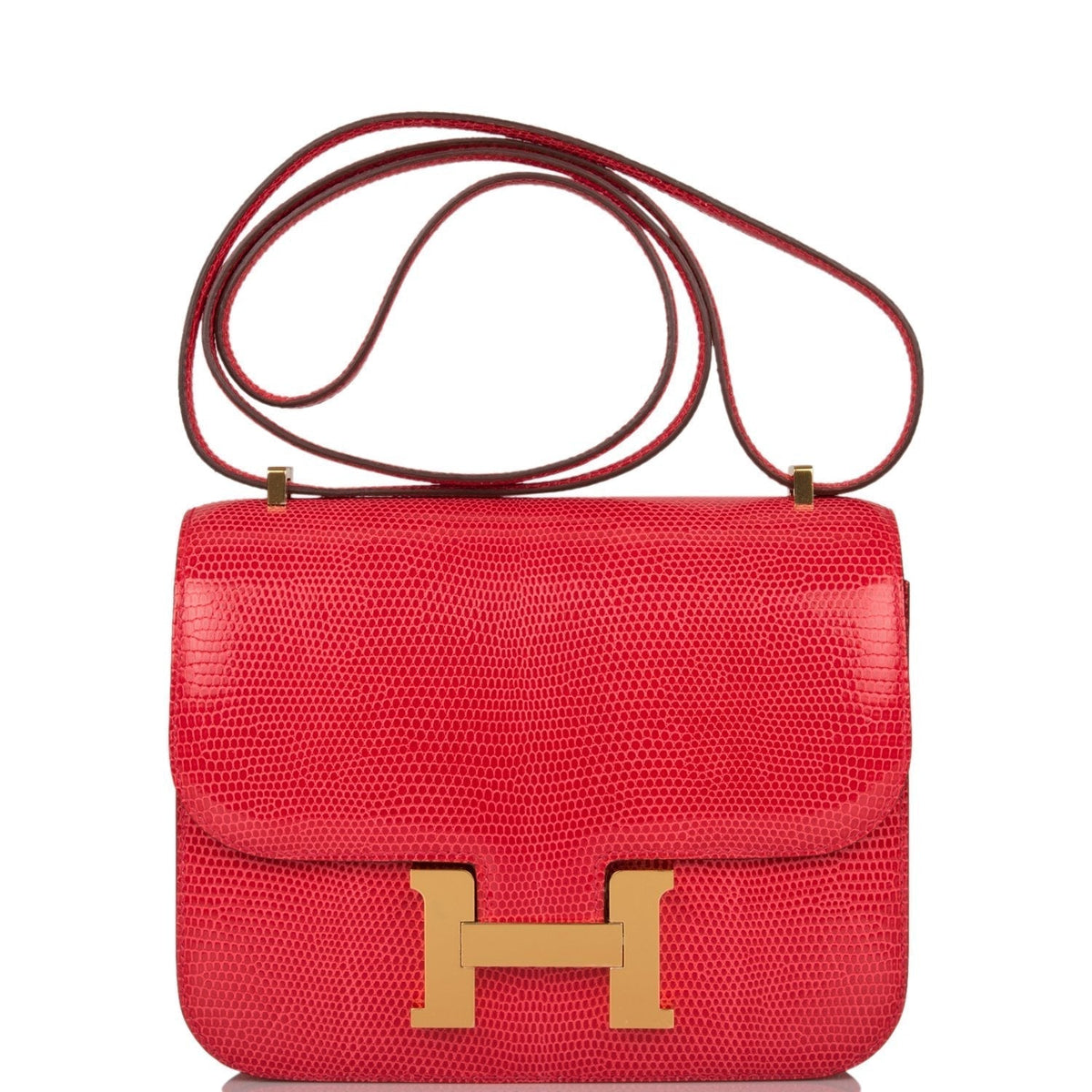 Hermes Mini Constance 18 Rouge Exotique Lizard Niloticus Gold Hardware Hermes