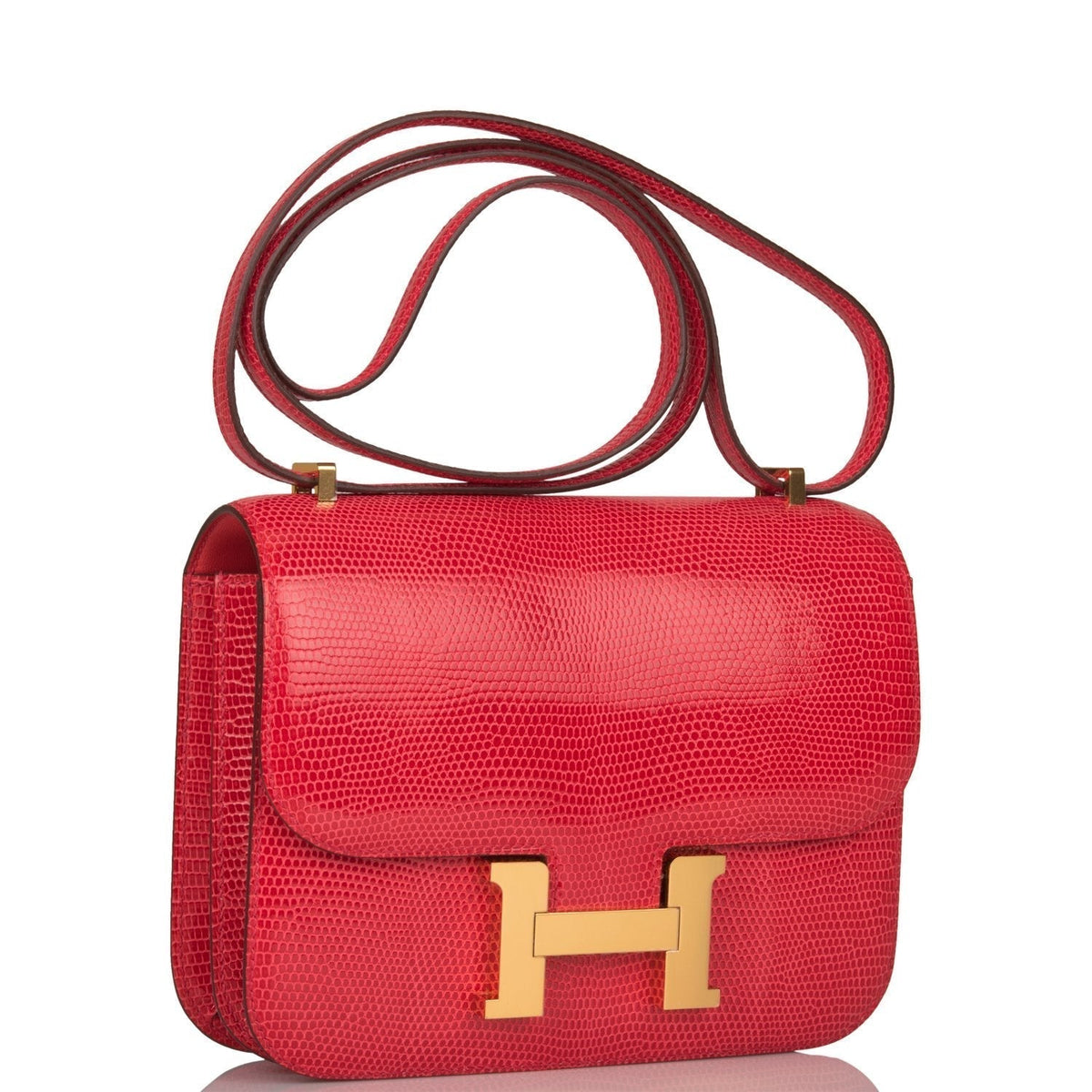 Hermes Mini Constance 18 Rouge Exotique Lizard Niloticus Gold Hardware Hermes