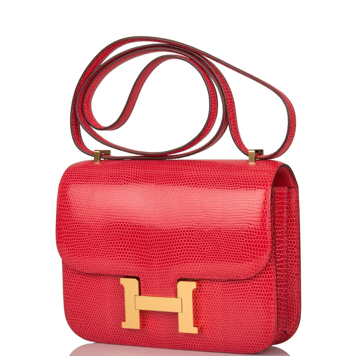 Hermes Mini Constance 18 Rouge Exotique Lizard Niloticus Gold Hardware Hermes