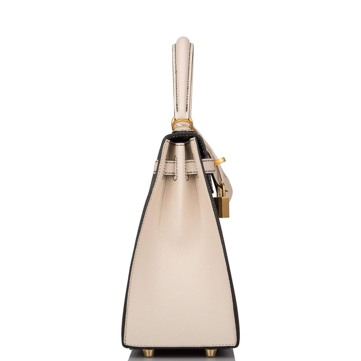 Hermes Kelly 25cm Bi-Color Black and Craie Epsom Sellier Brushed Gold Hardware Hermes