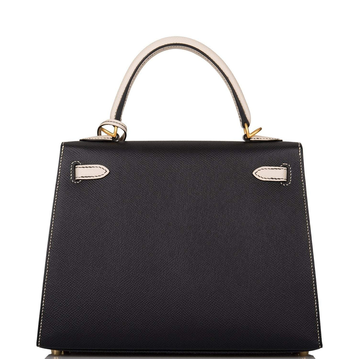 Hermes Kelly 25cm Bi-Color Black and Craie Epsom Sellier Brushed Gold Hardware Hermes