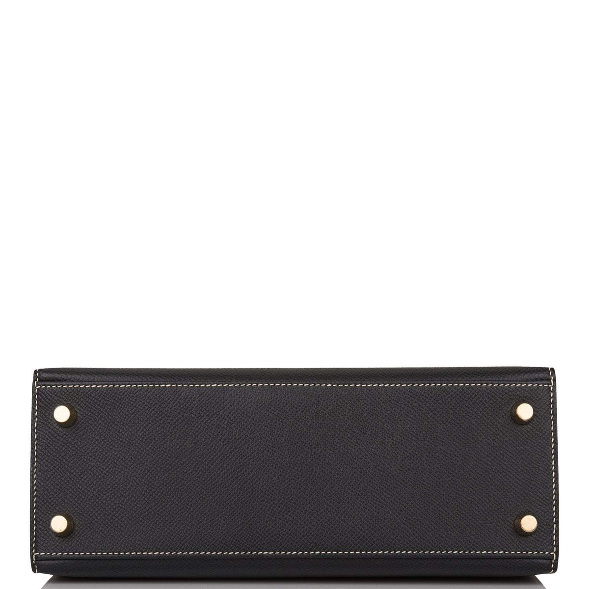 Hermes Kelly 25cm Bi-Color Black and Craie Epsom Sellier Brushed Gold Hardware Hermes