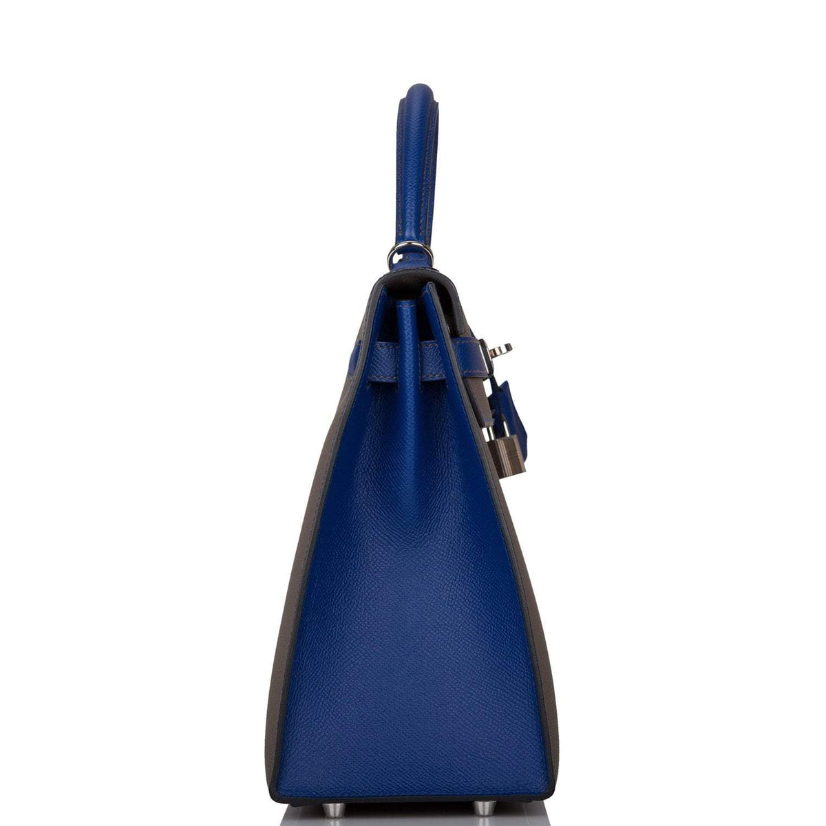 Hermes Kelly 32cm Bi-Color Etain and Bleu Electric Epsom Sellier Palladium Hardware Hermes