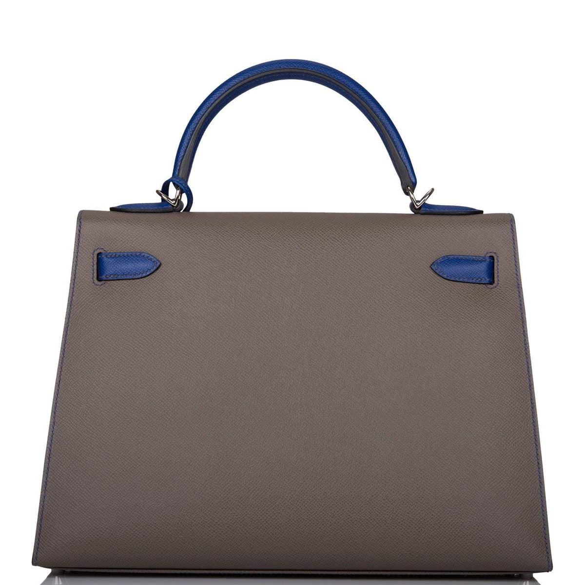 Hermes Kelly 32cm Bi-Color Etain and Bleu Electric Epsom Sellier Palladium Hardware Hermes