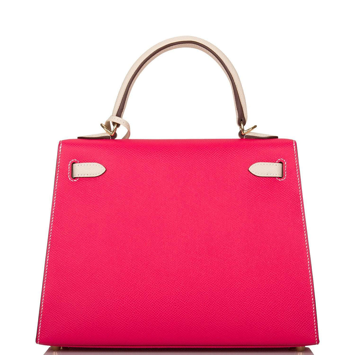 Hermes Kelly 25cm  Bi-Color Rose Extreme and Craie Epsom Sellier Permabrass Hardware Hermes