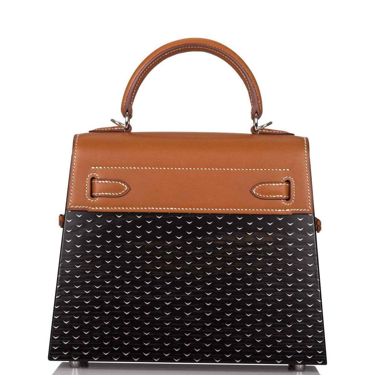 Hermes Fauve Barenia and Natural Wood "Kelly Wood" 22cm Palladium Hardware Hermes