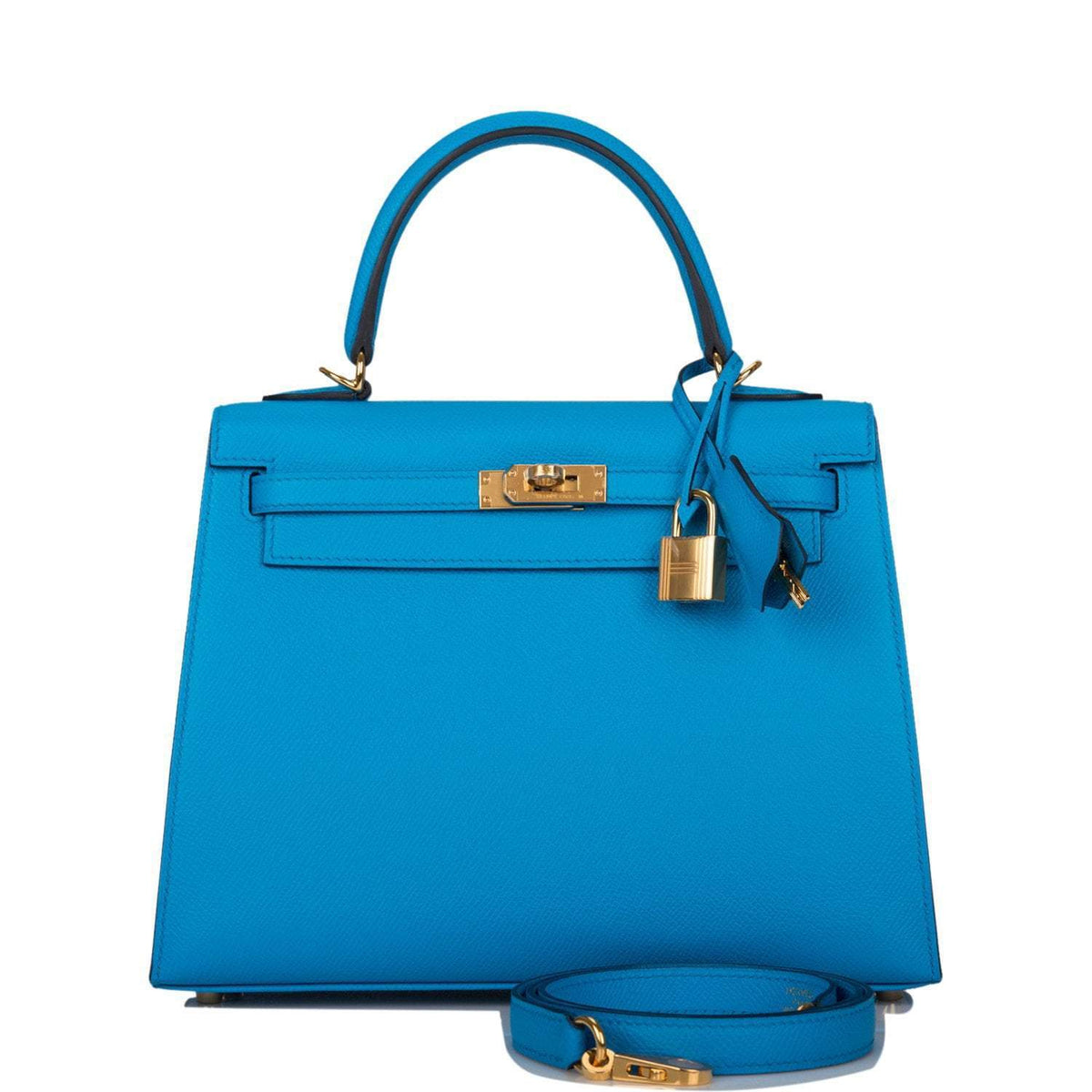 Hermes Kelly Sellier 25 Bleu Frida Epsom Gold Hardware Hermes
