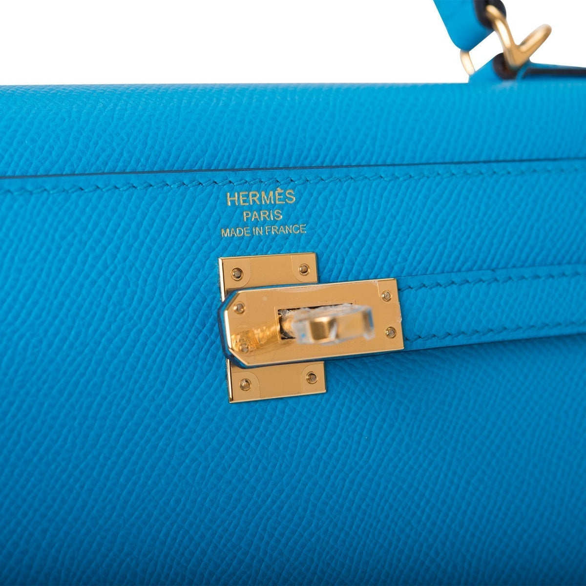 Hermes Kelly Sellier 25 Bleu Frida Epsom Gold Hardware Hermes