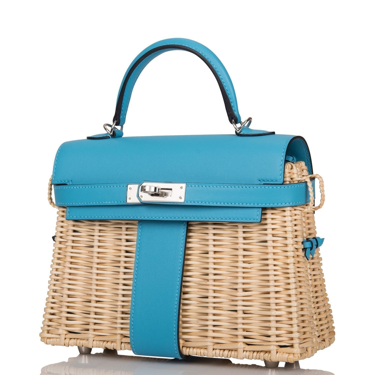 Hermes Bleu du Nord Swift Mini Picnic Kelly Bag 20cm Palladium Hardware BagAg