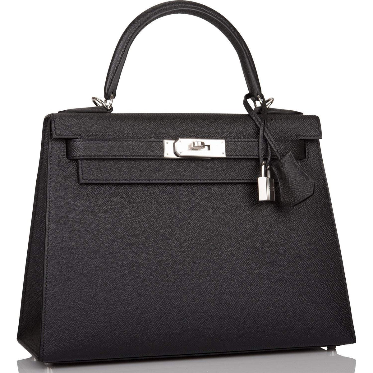 Hermes Black Epsom Sellier Kelly 28cm Palladium Hardware Hermes