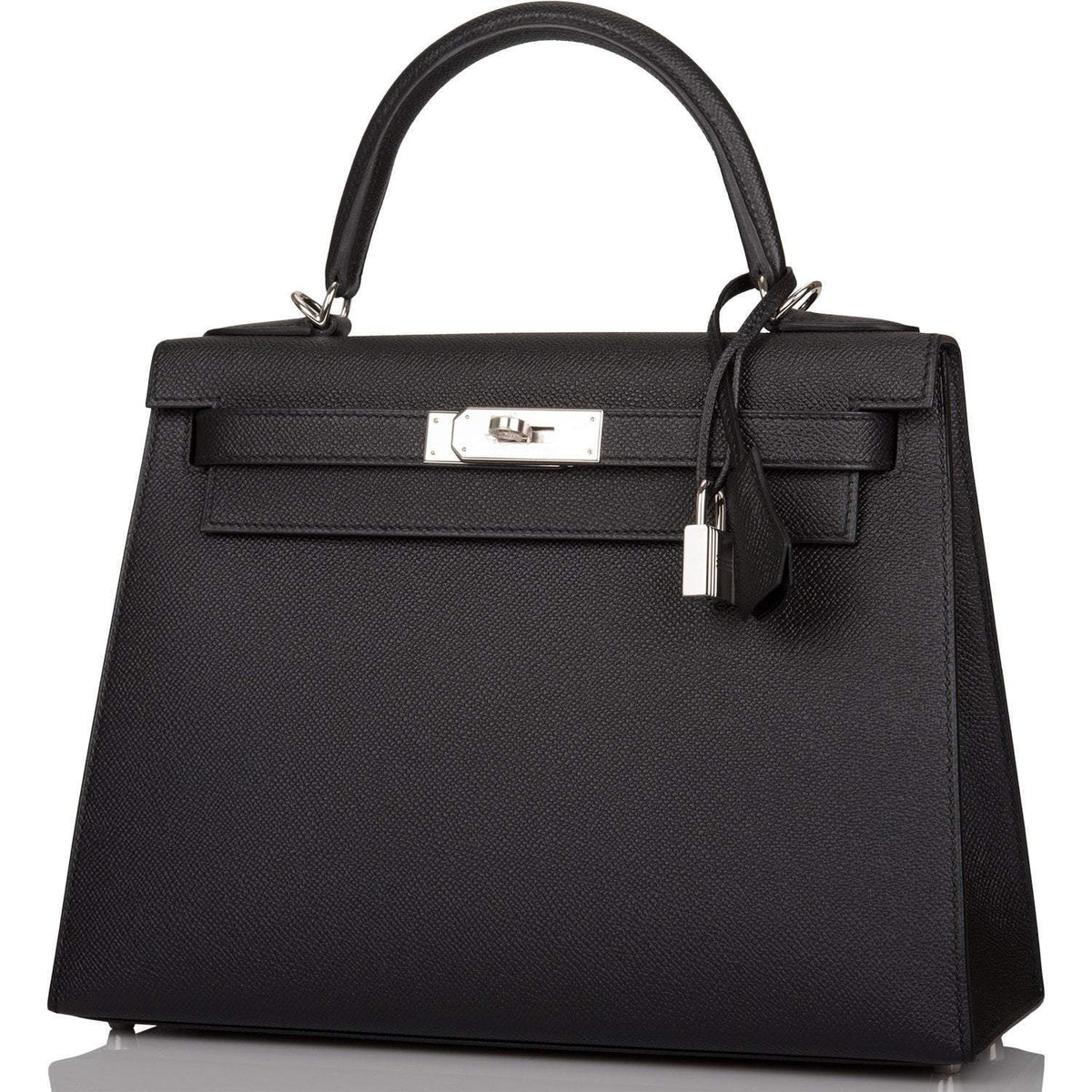 Hermes Black Epsom Sellier Kelly 28cm Palladium Hardware Hermes