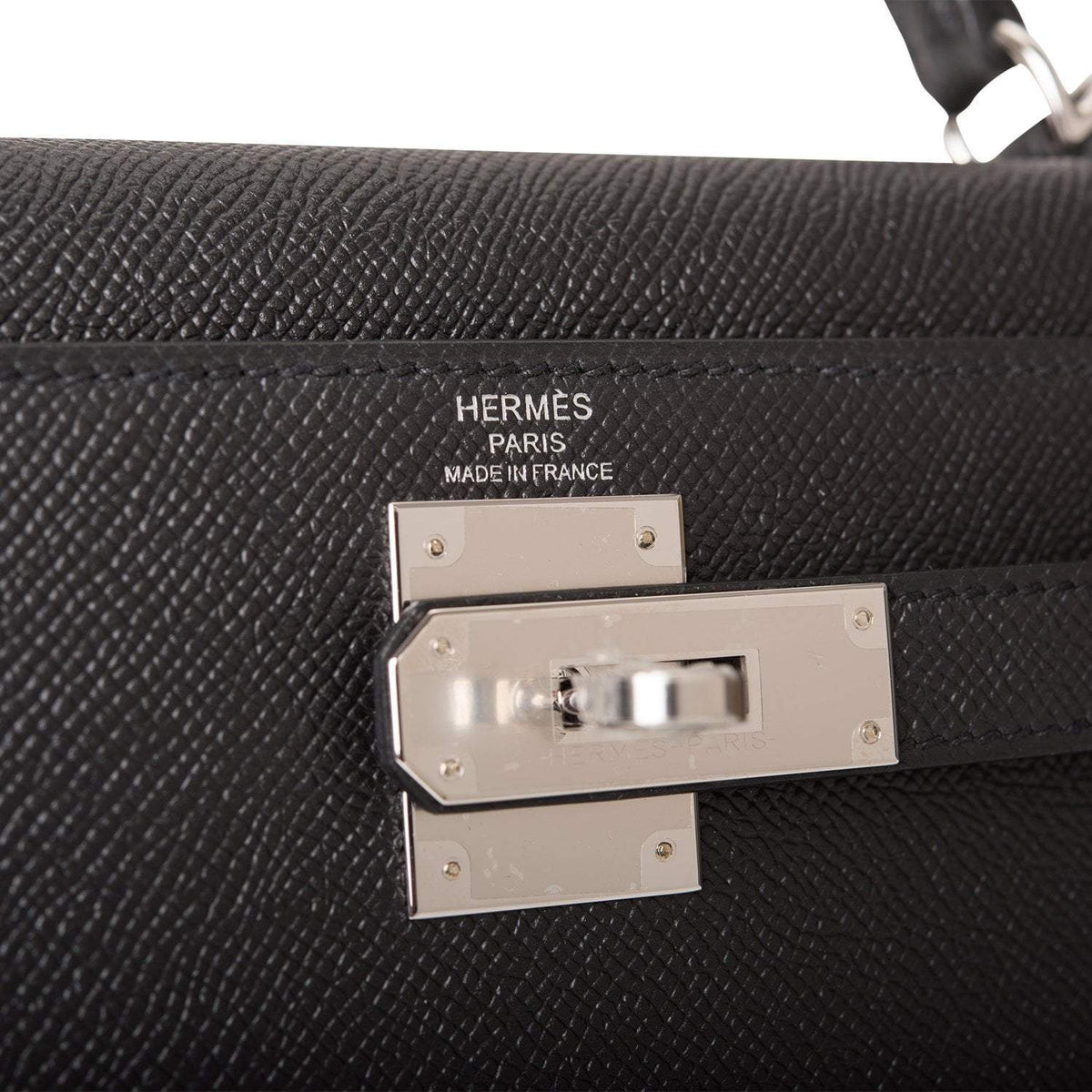 Hermes Black Epsom Sellier Kelly 28cm Palladium Hardware Hermes