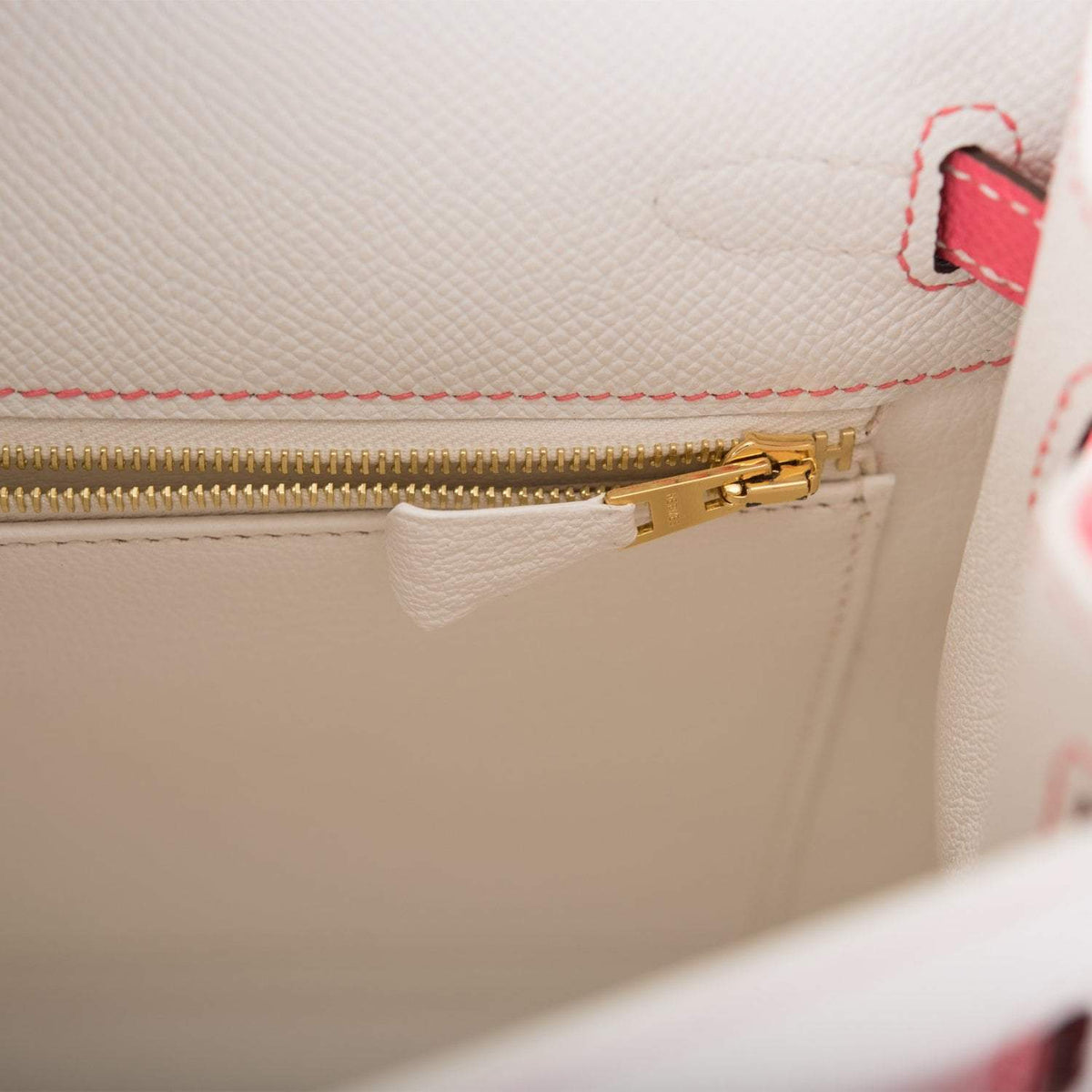 Hermes Horseshoe Stamp (HSS) Bi-Color White and Rose Azalee Epsom Sellier Kelly 25cm Permabrass Hardware Hermes