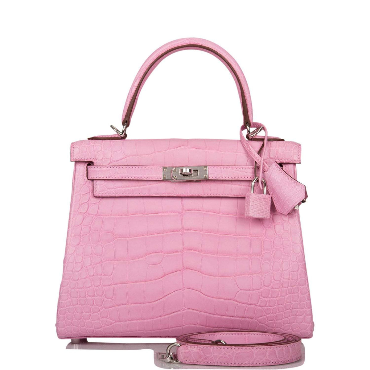Hermes Bubblegum 5P Matte Alligator Retourne Kelly 25cm Palladium Hardware Hermes
