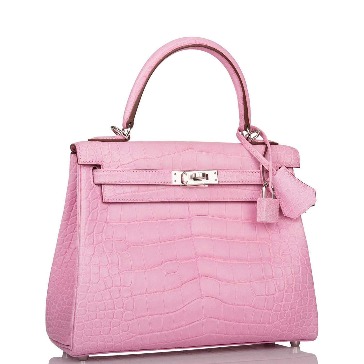 Hermes Bubblegum 5P Matte Alligator Retourne Kelly 25cm Palladium Hardware Hermes