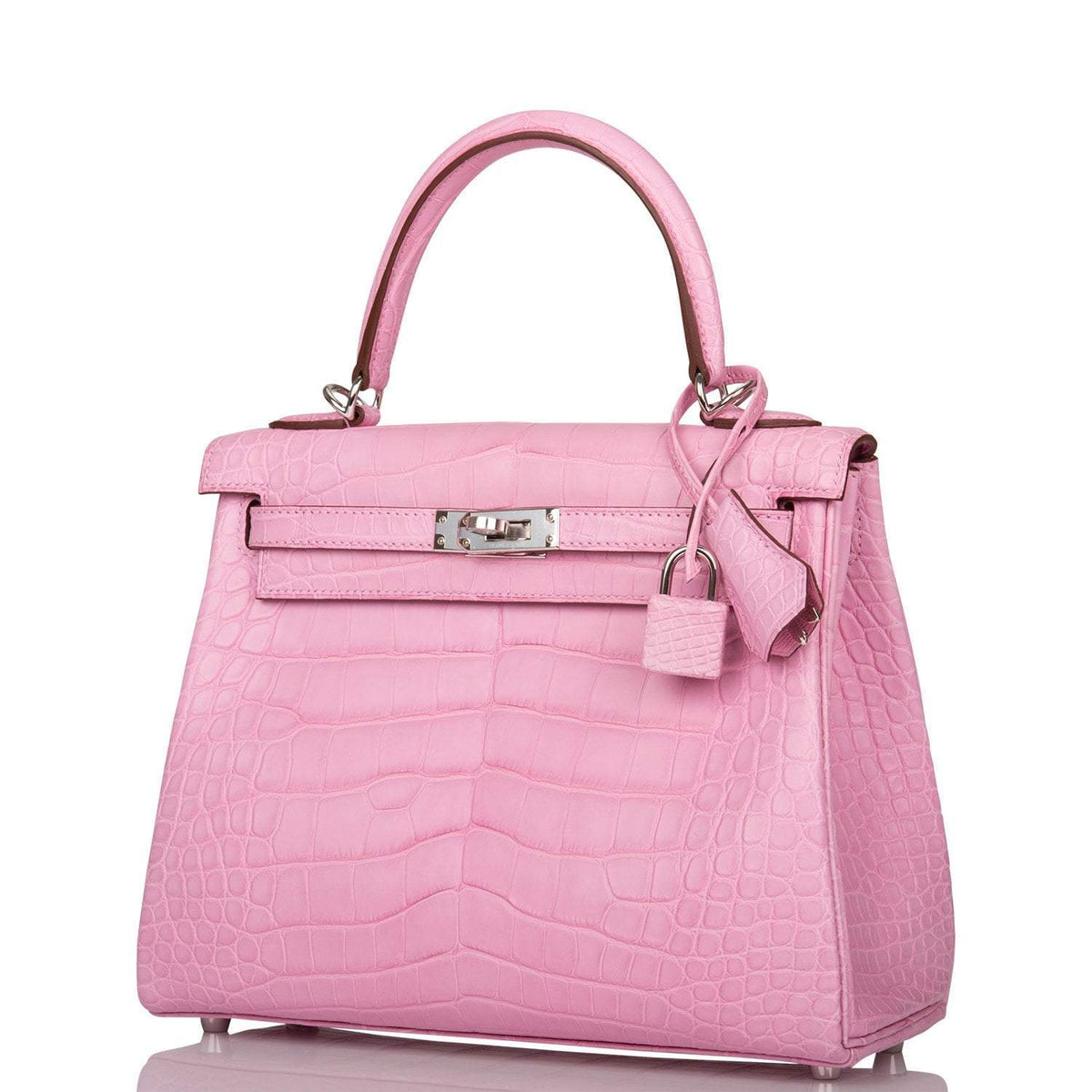 Hermes Bubblegum 5P Matte Alligator Retourne Kelly 25cm Palladium Hardware Hermes